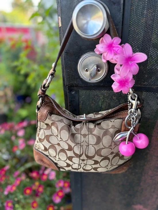 Y2k COACH 10980 CHELSEA SIGNATURE C JACQUARD HOBO HANDBAG SATCHEL Brown LEATHER - Picture 7 of 10